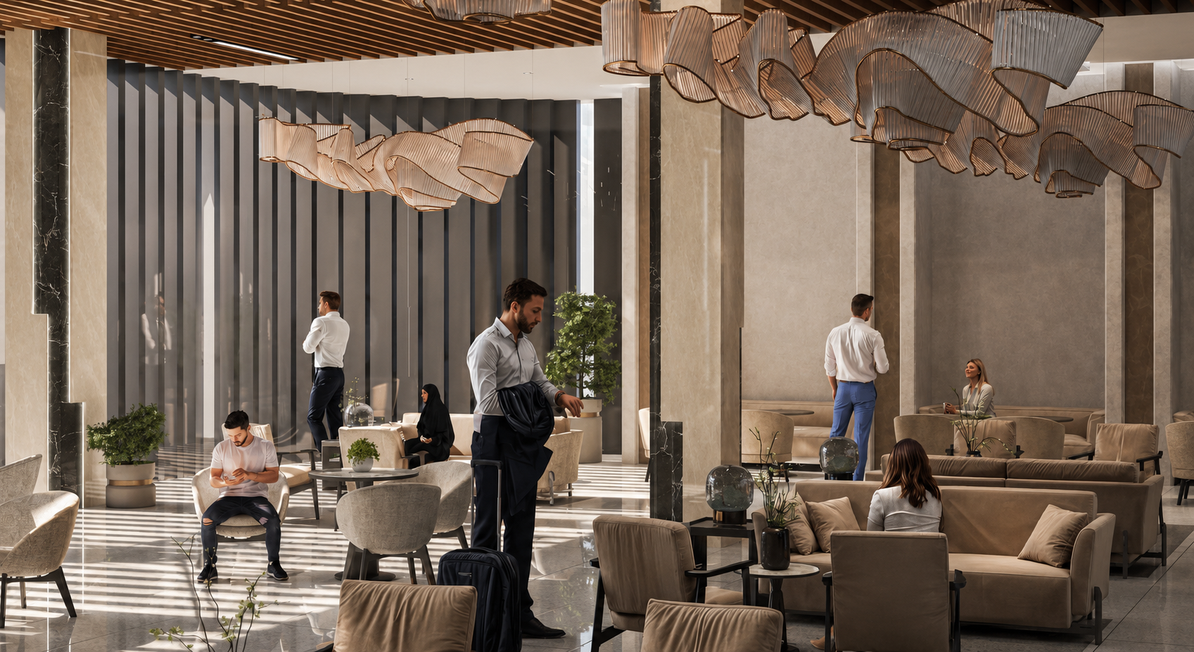 CIP Airport lounge seating and lighting — Ahvaz
