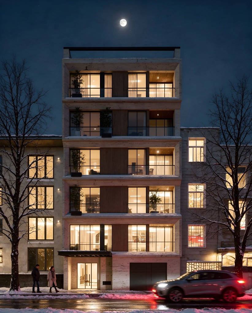 Linea Residence — night exterior